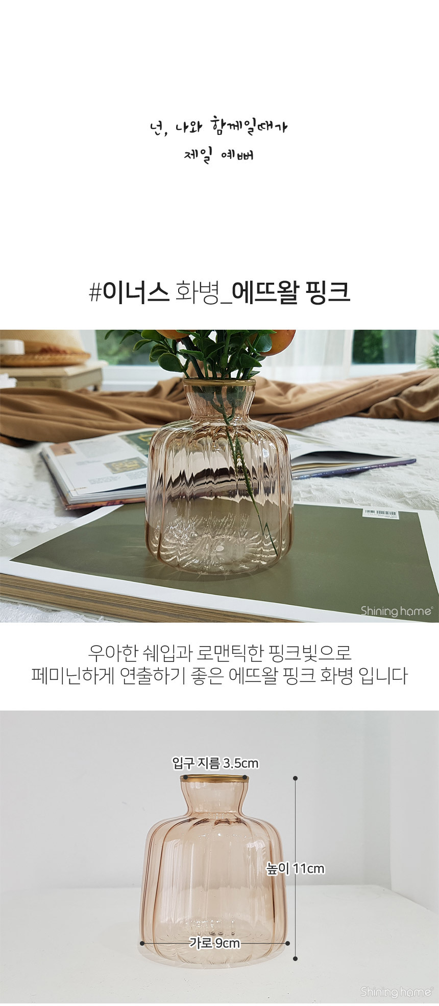 화병·화분 > 이너스 에뜨왈 핑크 투명화병 1P 인테리어 홈카페 사무실 데코 카페 조화 유리 꽃병 | 오늘의집 쇼핑 이너스 에뜨왈 핑크 투명화병... 